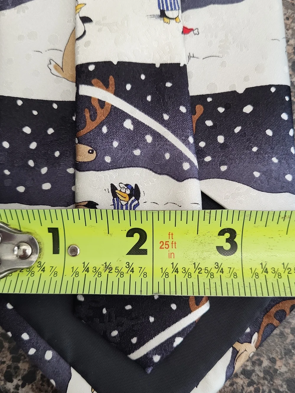 John Ashford Black Striped Christmas Holiday Reindeer Soccer Men's Neck Tie